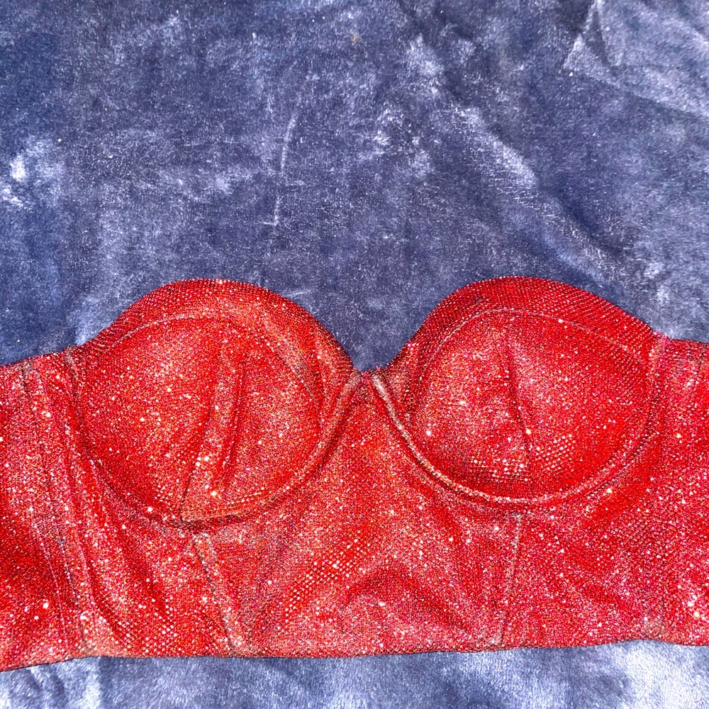 Babyboo Red Sparkle Bandeau Crop